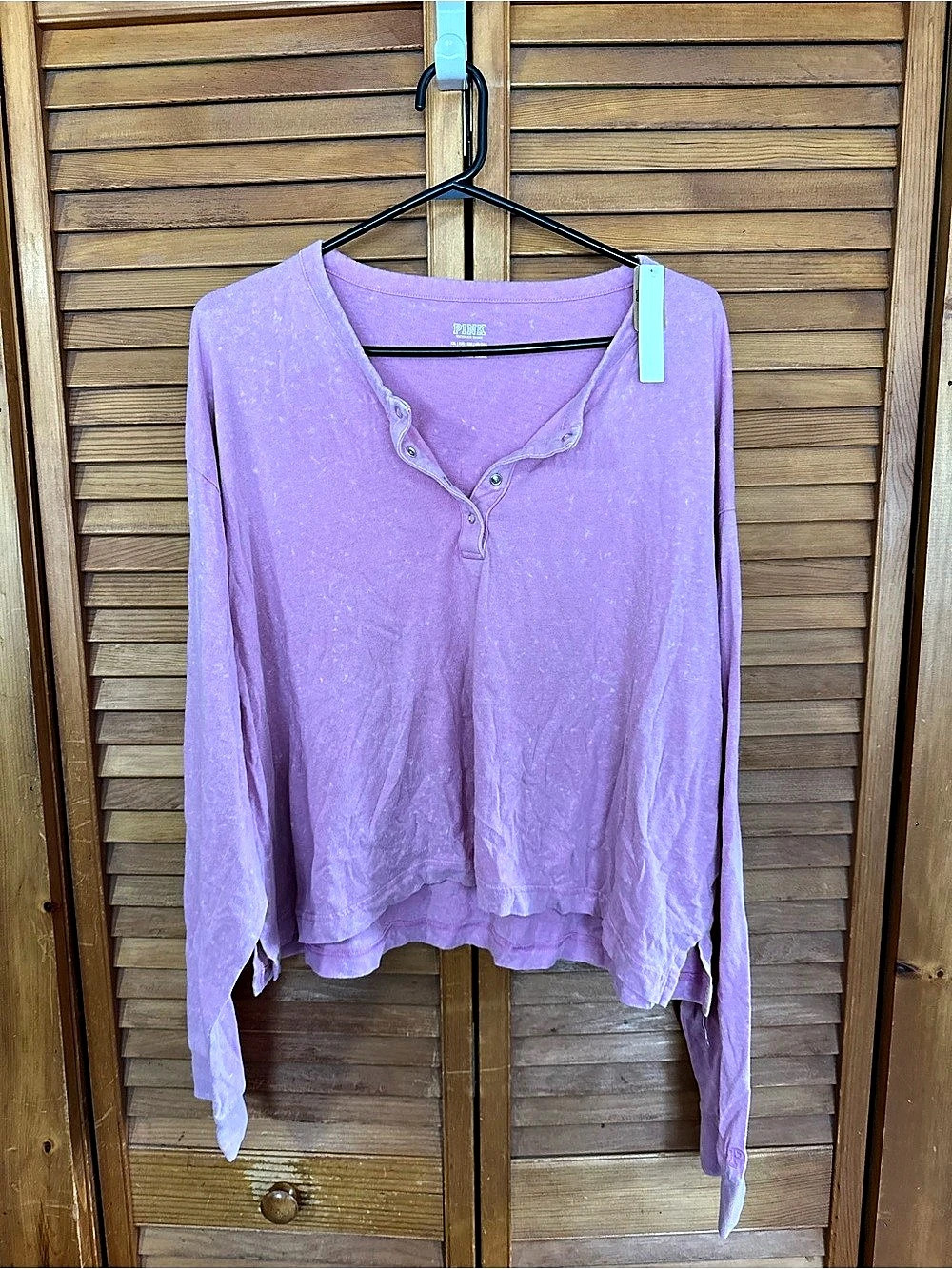 Victoria's Secret PINK Long Sleeve Henley Top in Purple XXL NWT